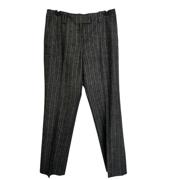 FACONNABLE Wool Cashmere Dress PANTS Women 10 Gray Pinstripe Career Tweed Office - Picture 2 of 14